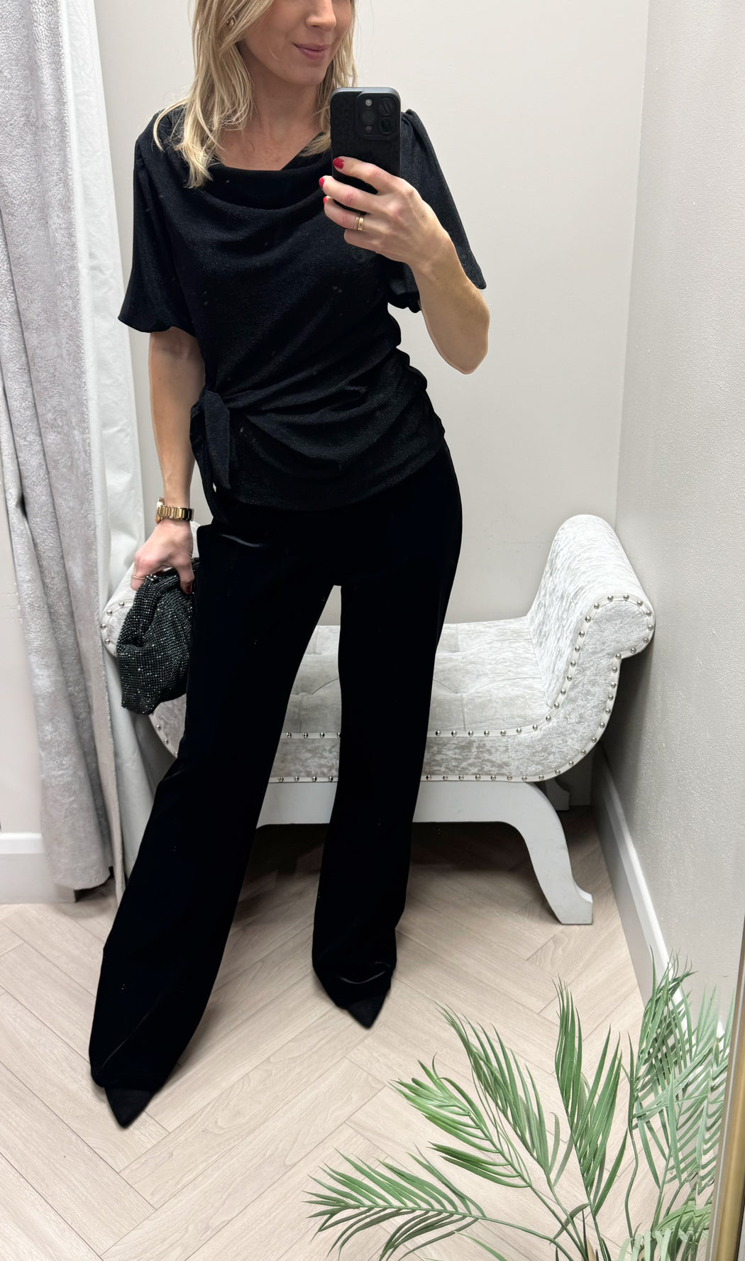 Suri black wrap top
