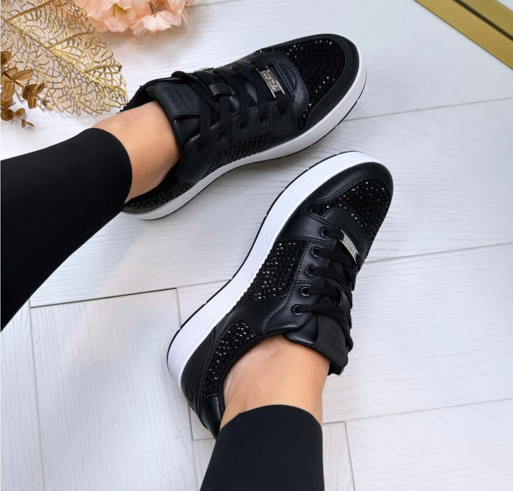 Flfnrsele12 guess black  trainer with rhinestones