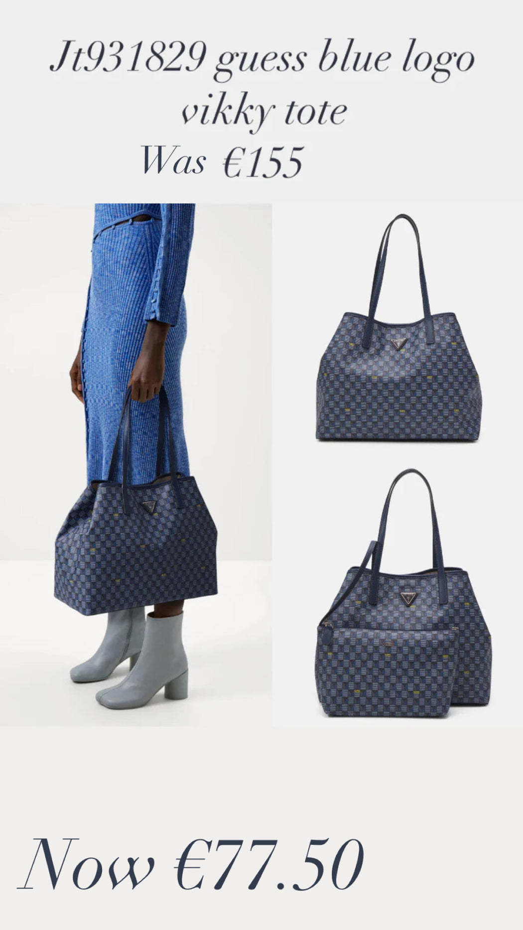 Jt931829 guess blue logo vikky tote