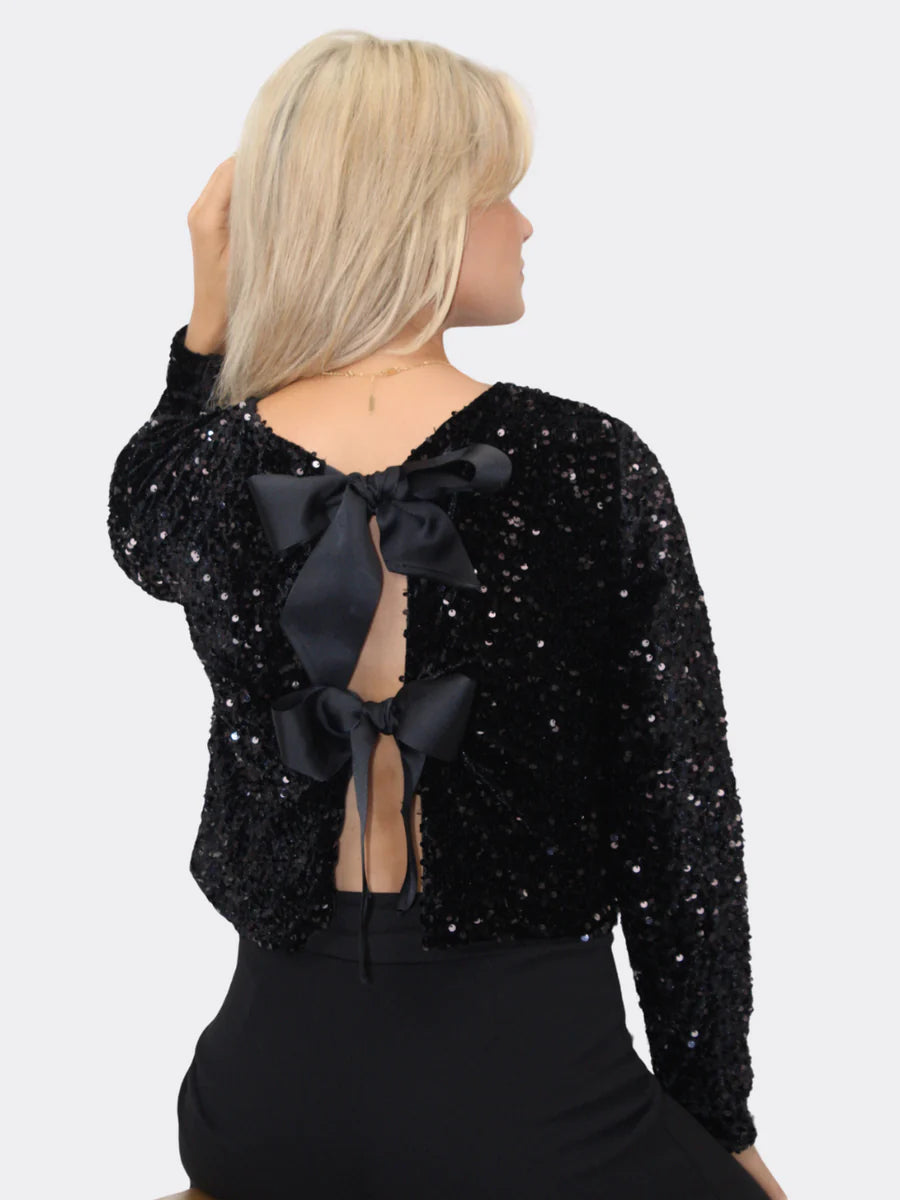 BLACK LORI BOW TIE TOP