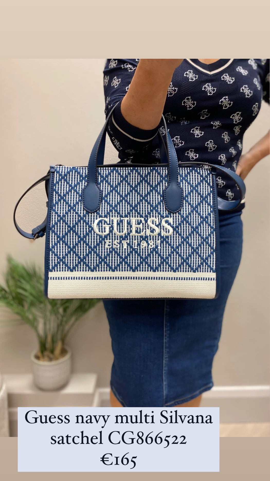 Guess navy multi Silvana satchel CG866522