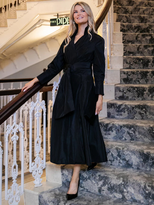 BLACK PENELOPE TAFFETA MIDI DRESS