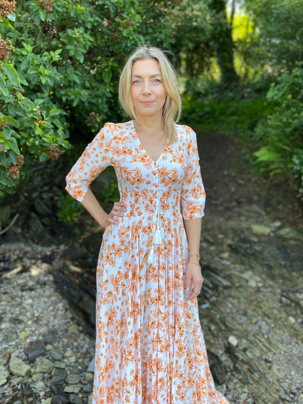 Indiana apricot print maxi