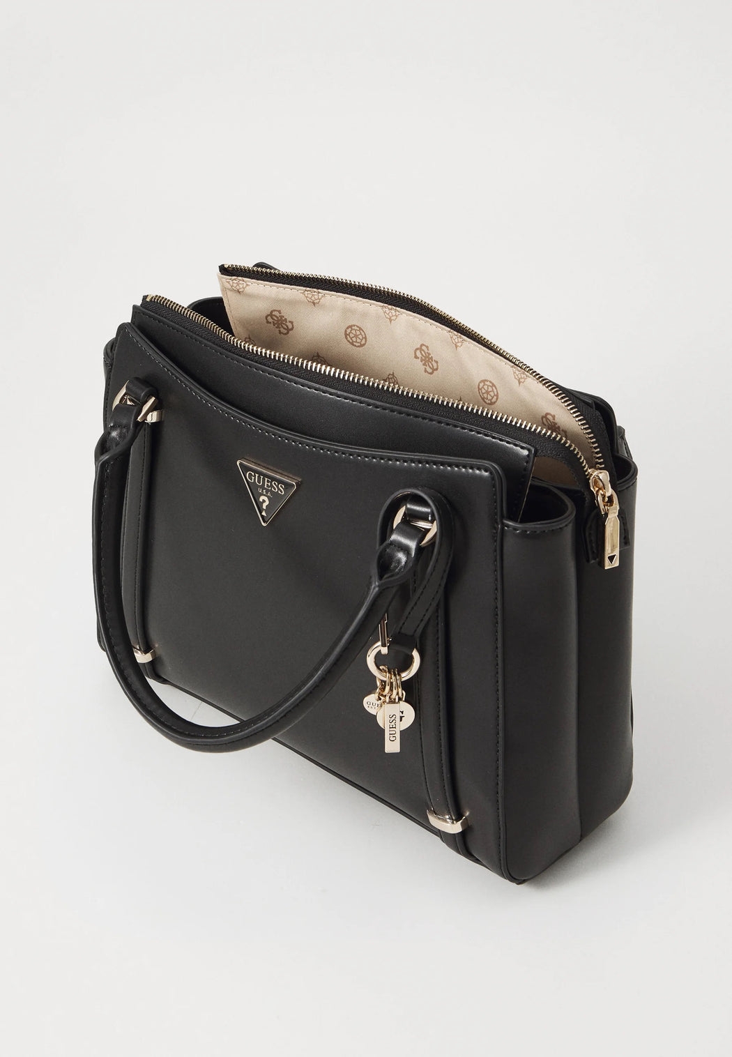 Guess destiny status satchel bag black sale