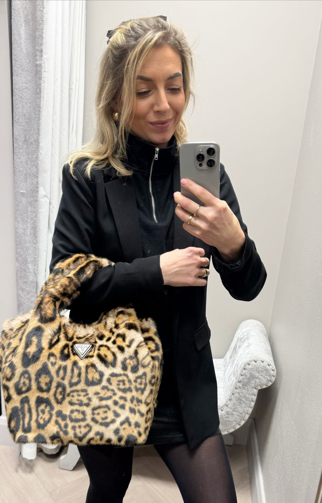 Samia guess faux fur leopard bag lb935522