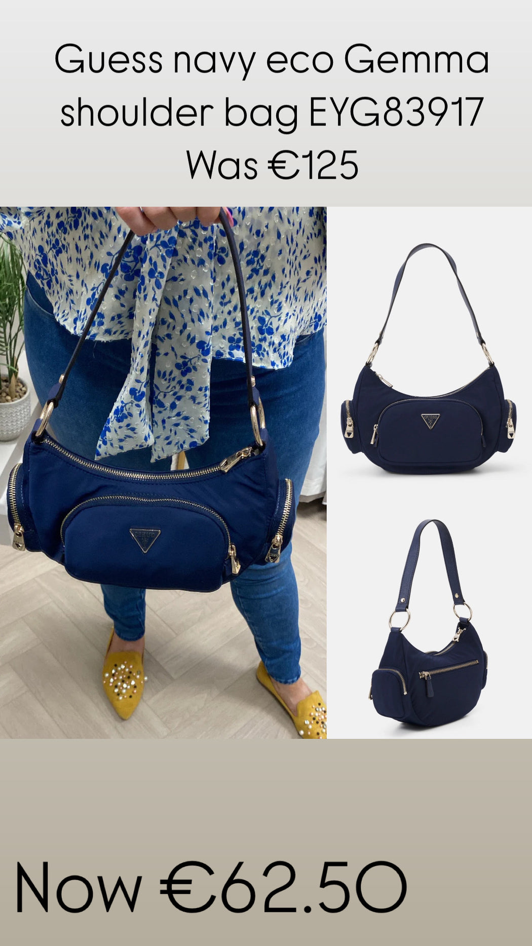 Guess navy eco Gemma shoulder bag EYG83917