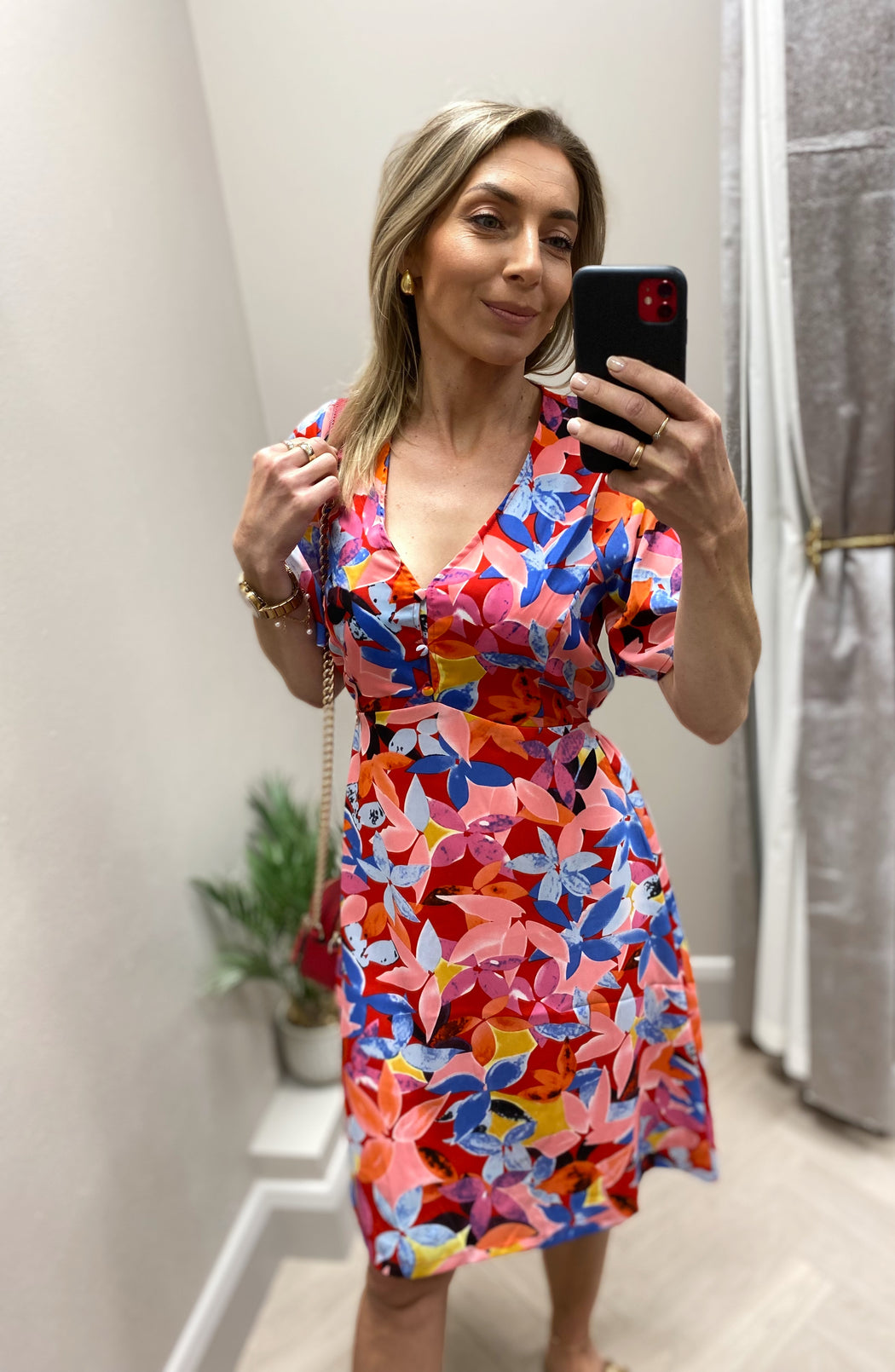 Nina pink floral dress