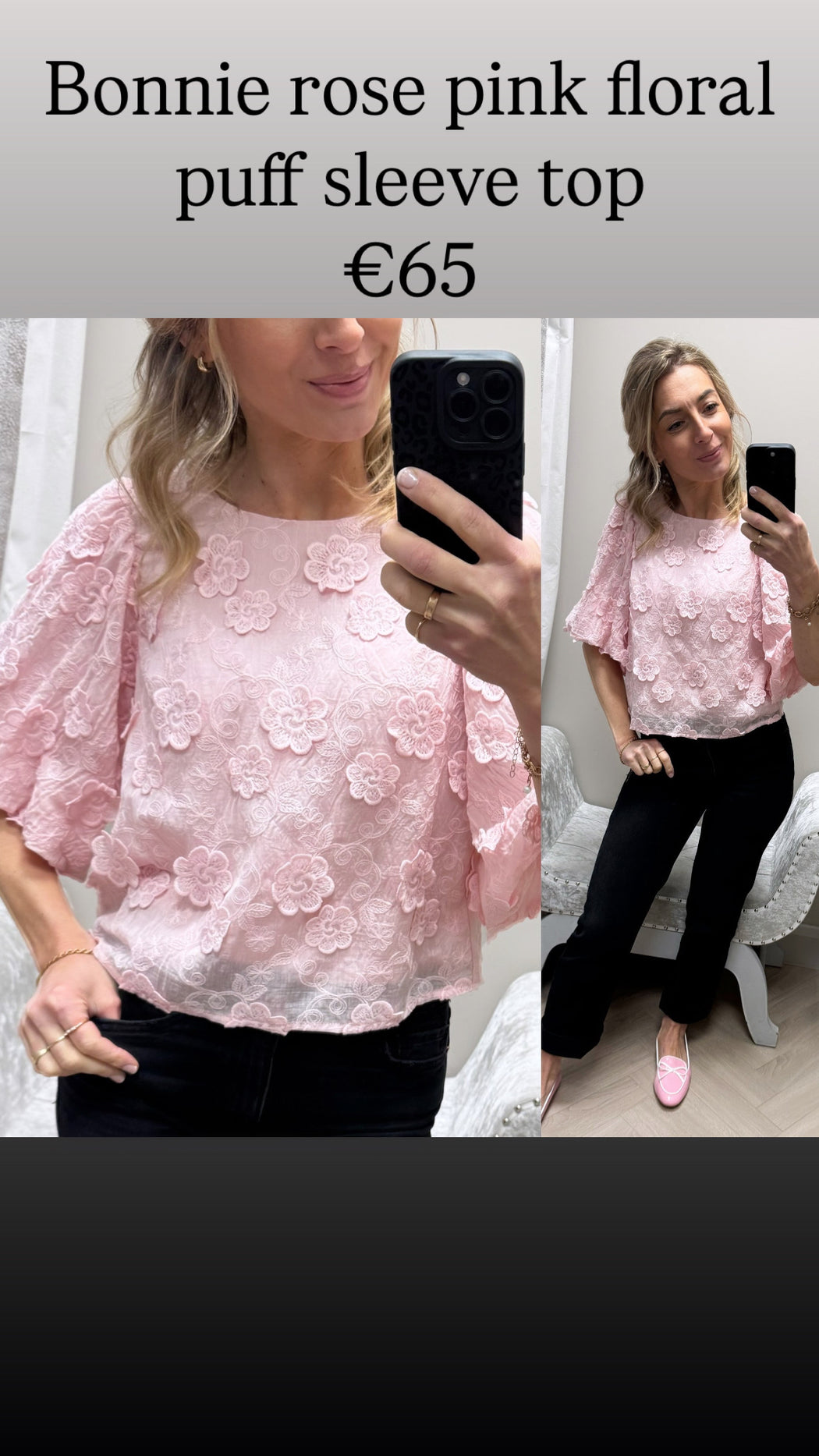 Bonnie rose pink floral puff sleeve top