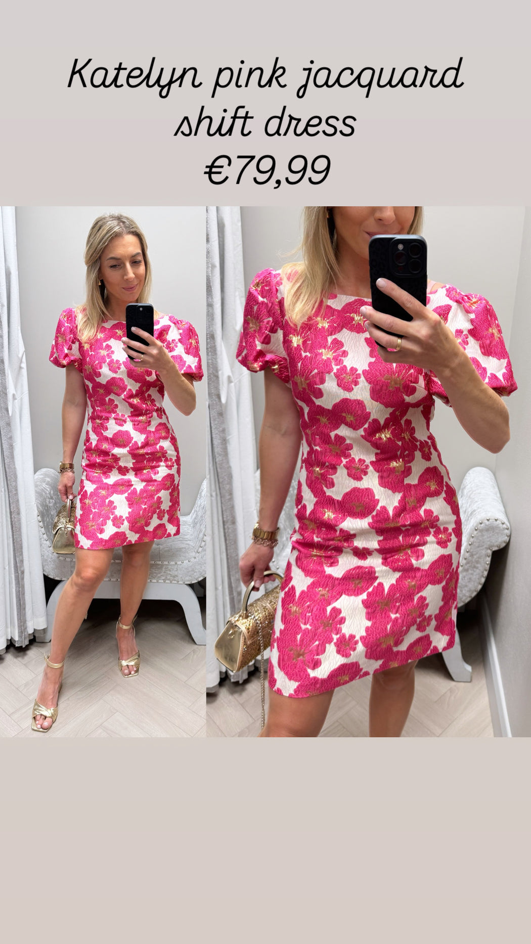 Katelyn pink jacquard shift dress