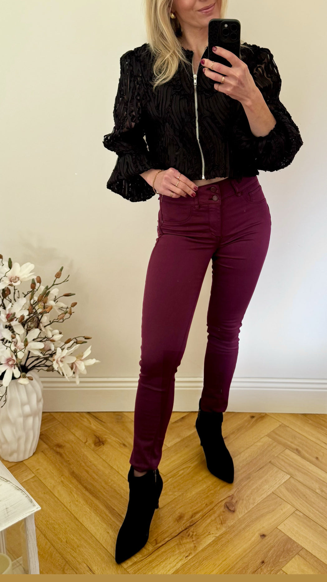 One size wine double up jeans