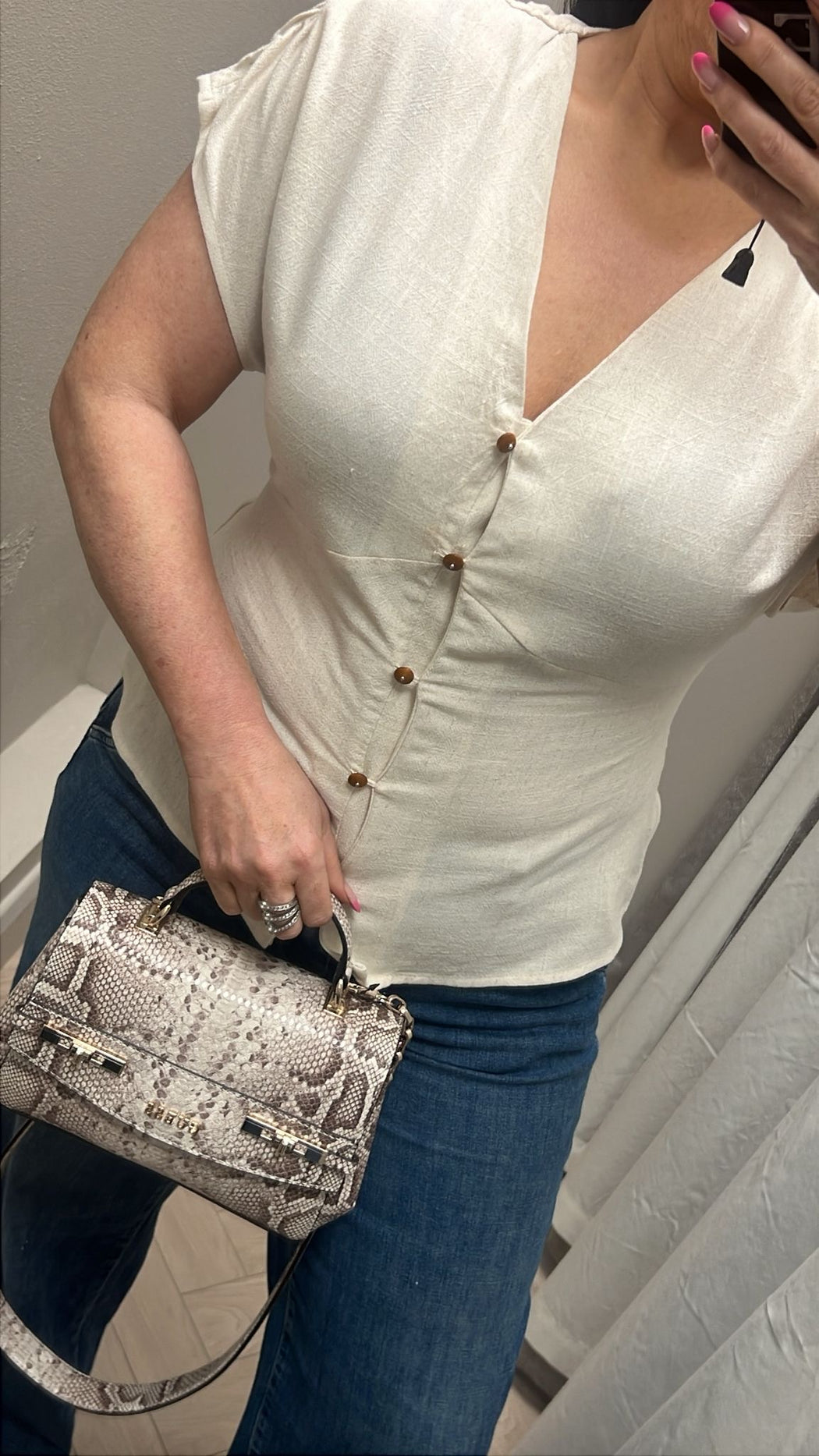 Musa beige frill sleeve top