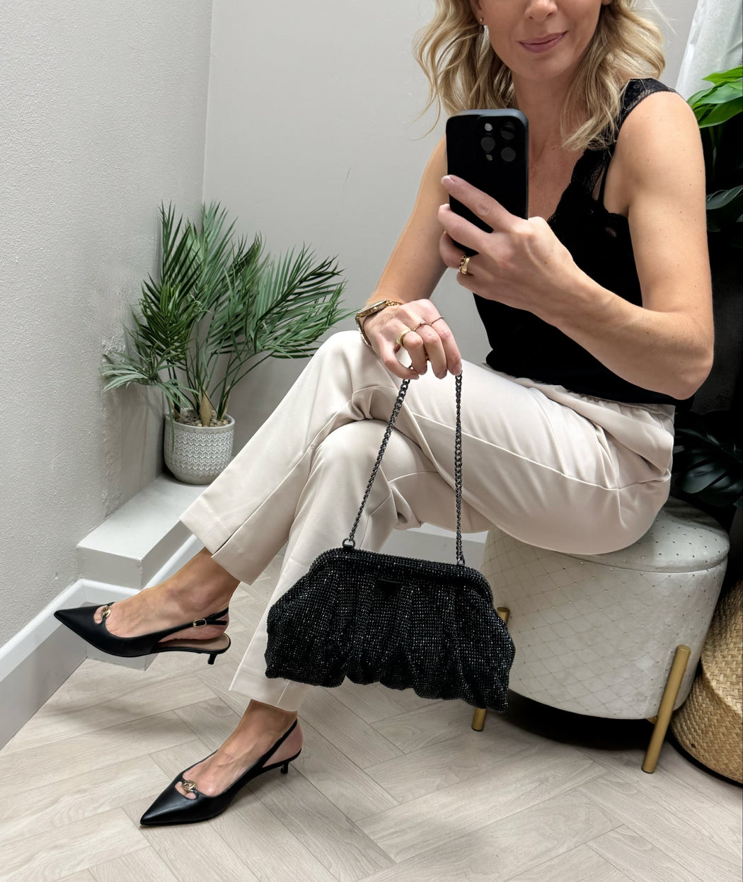 Guess black zalina clutch bag