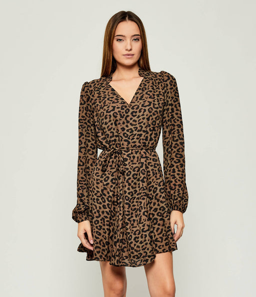 Guess wanda flare brown leopard dress w5bk51wgla2