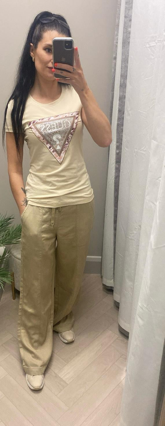 Relax & Renew Kiera taupe wide leg trouser