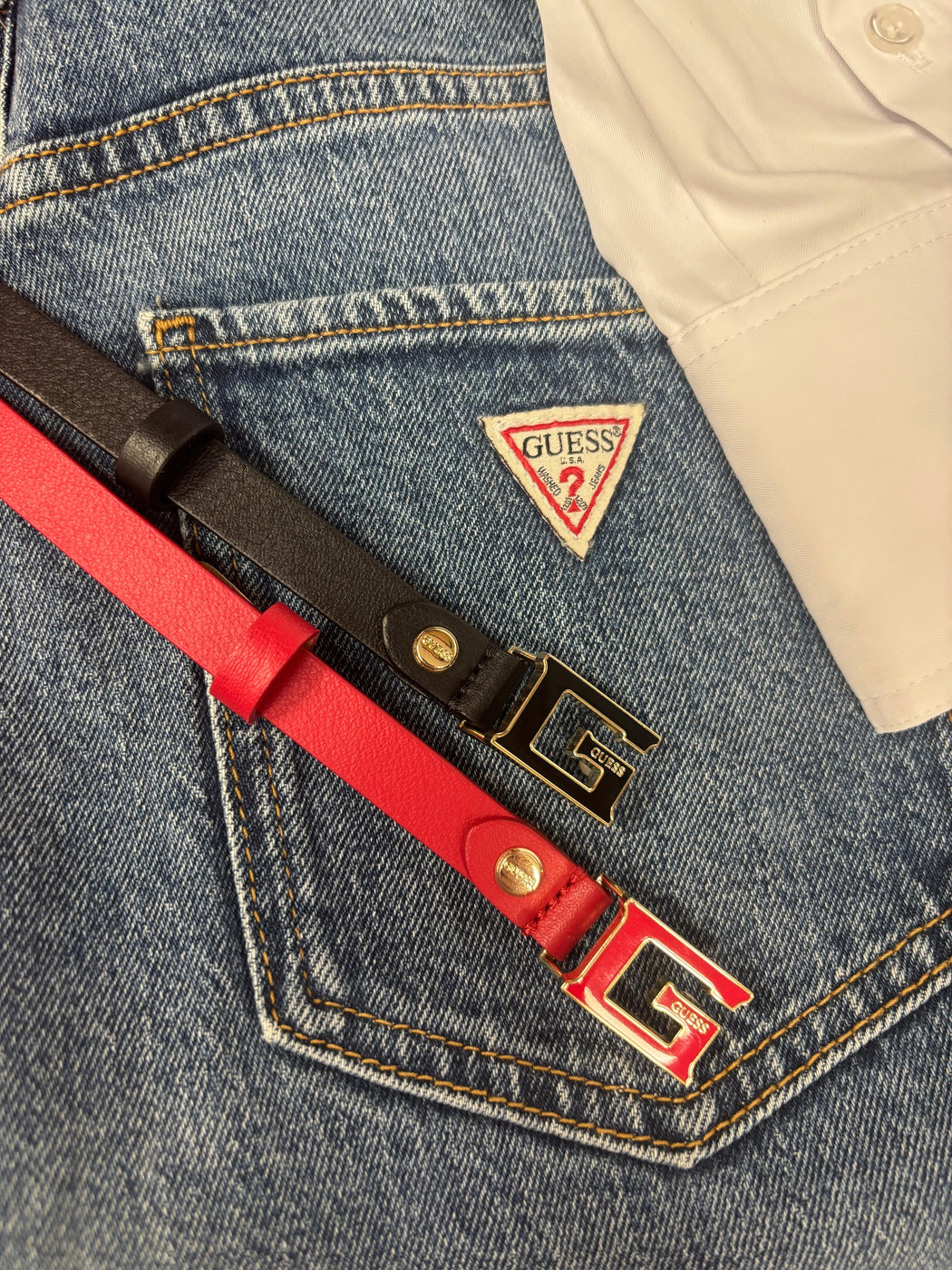 BW7577LEA15 Black guess logo g belt