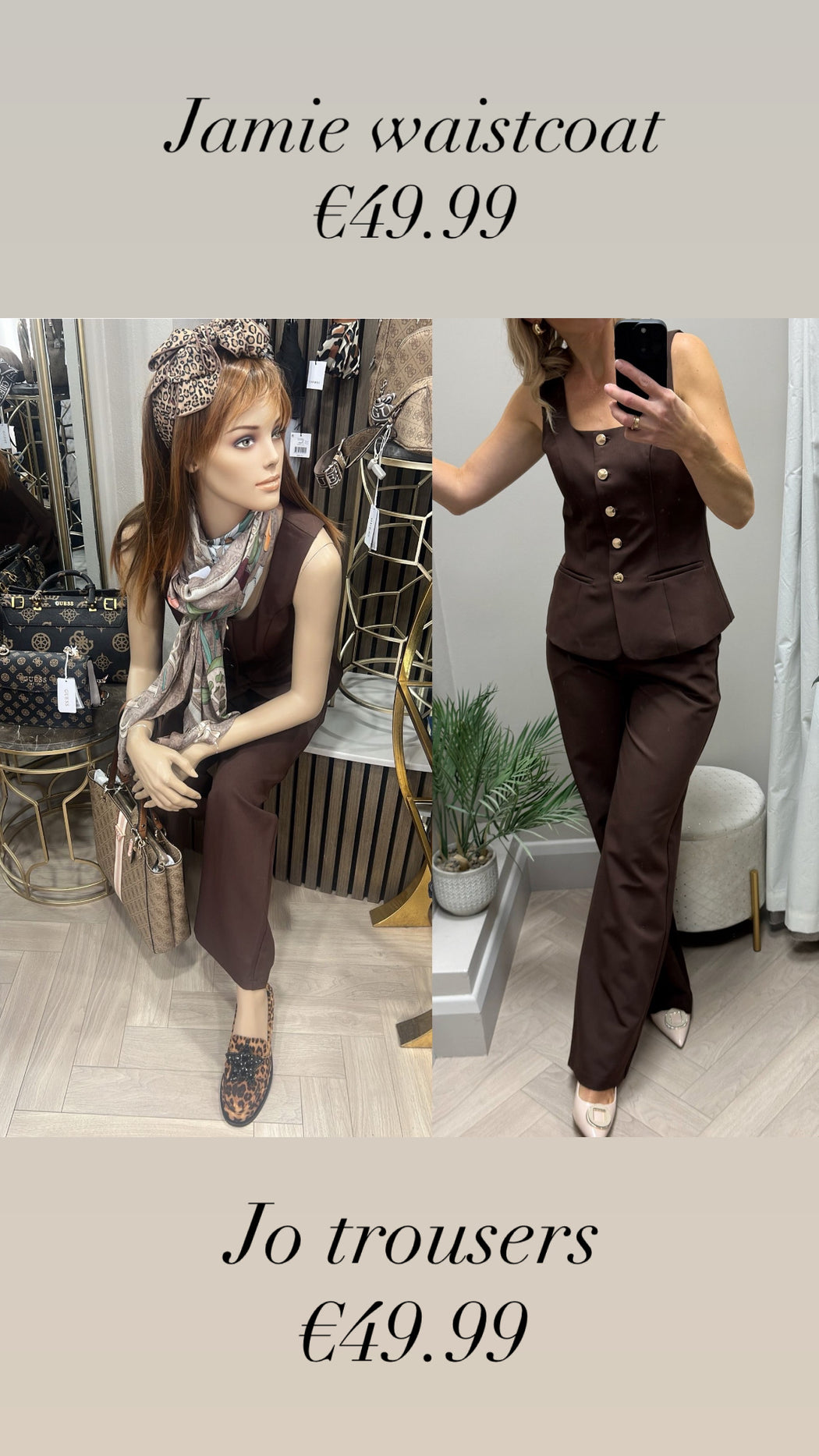 Jo Pleat Detail Tailored Trouser Brown