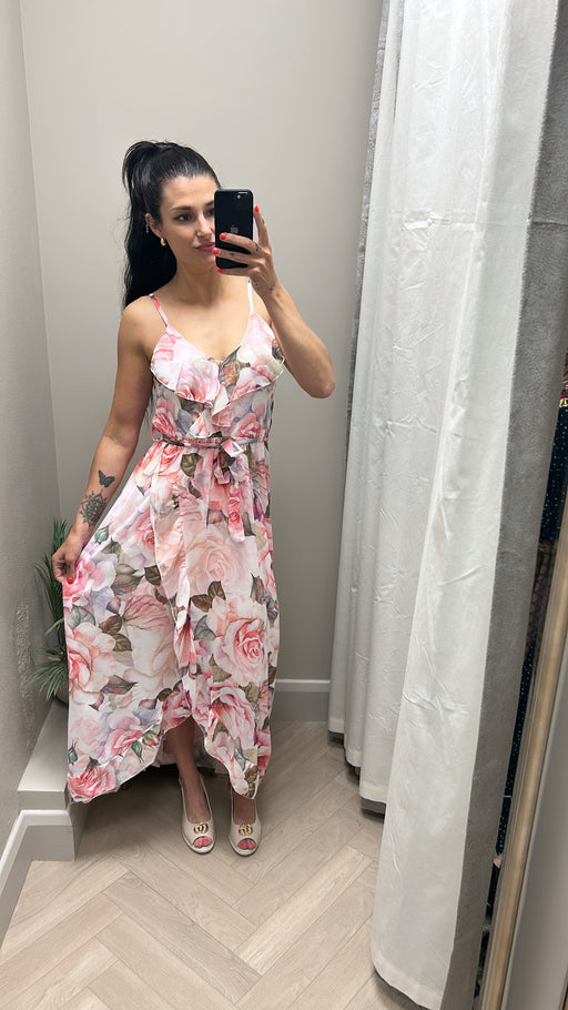 Elsa rose pink midi dress