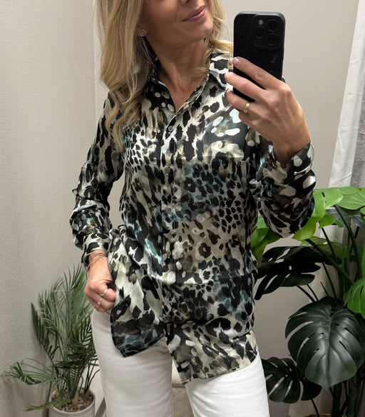 Guess clouis green print shirt w5yk98z2yk2-F7Bg