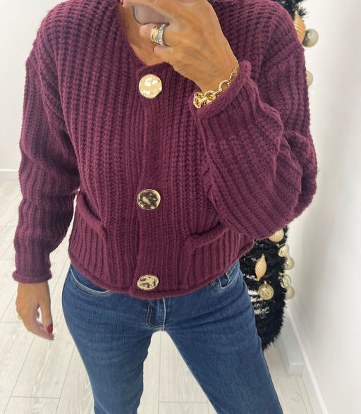 Jazz wine  button knit cardi