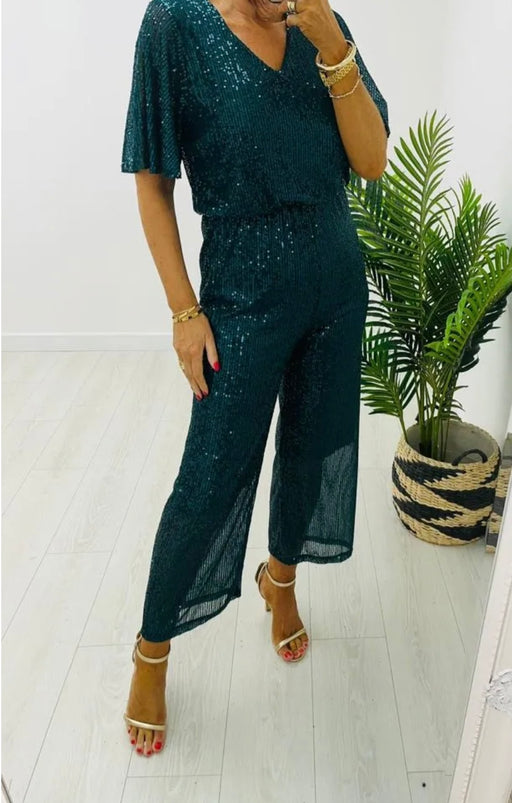 Forest green sequin jumpsuit