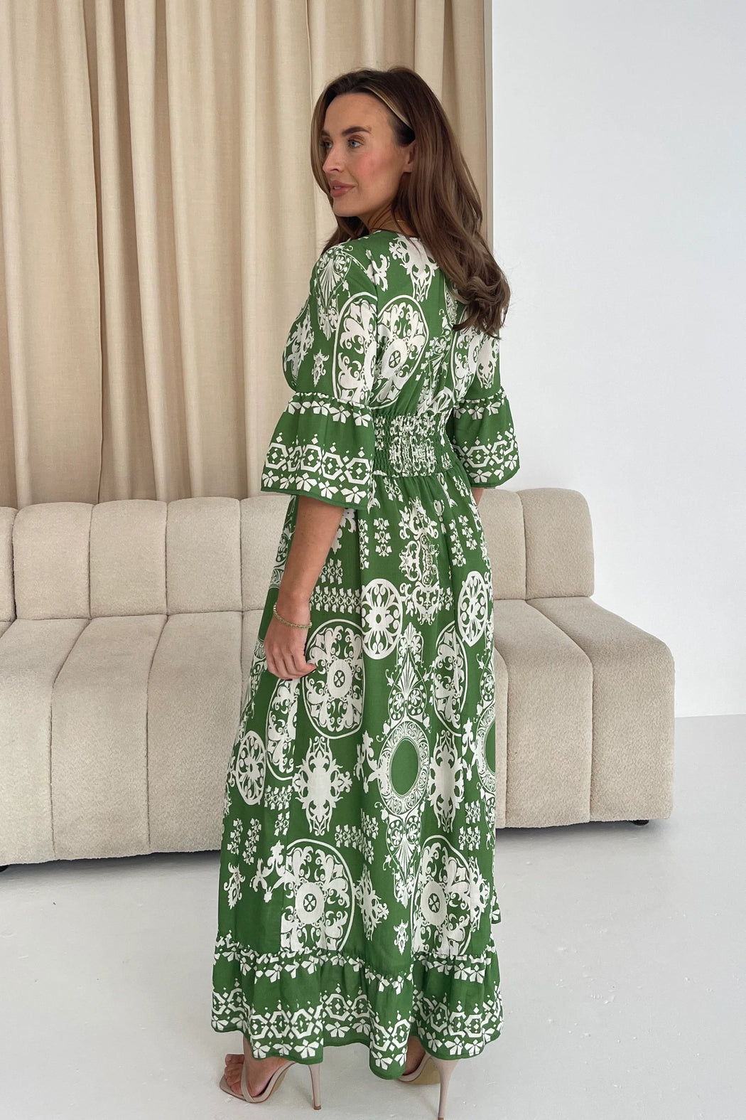 Dorothy border print maxi dress