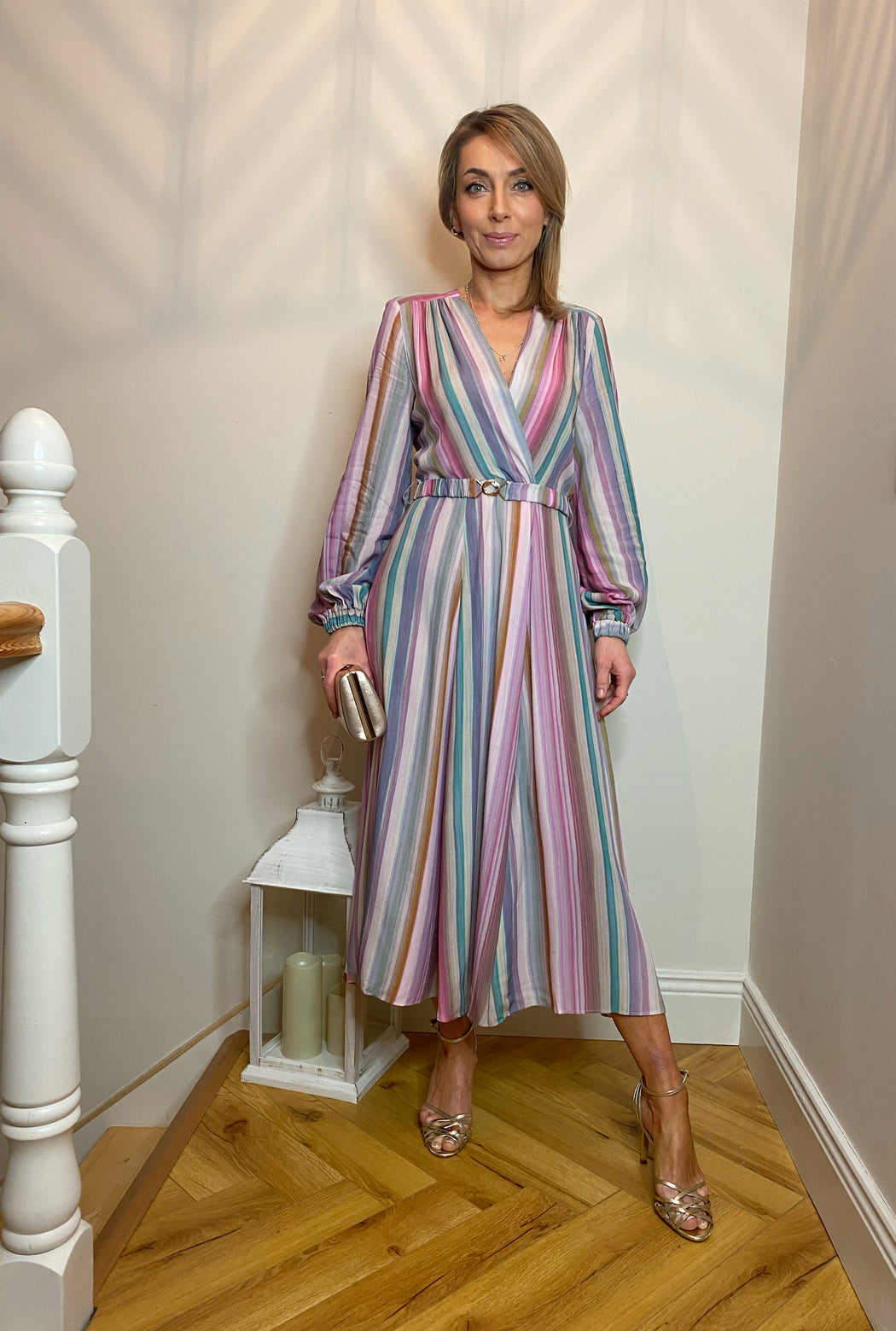 D10020 closet wrap stripe dress