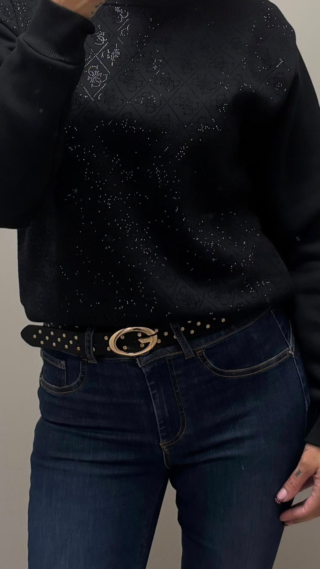 Guess black studded belt BW9502P6430 - BLA