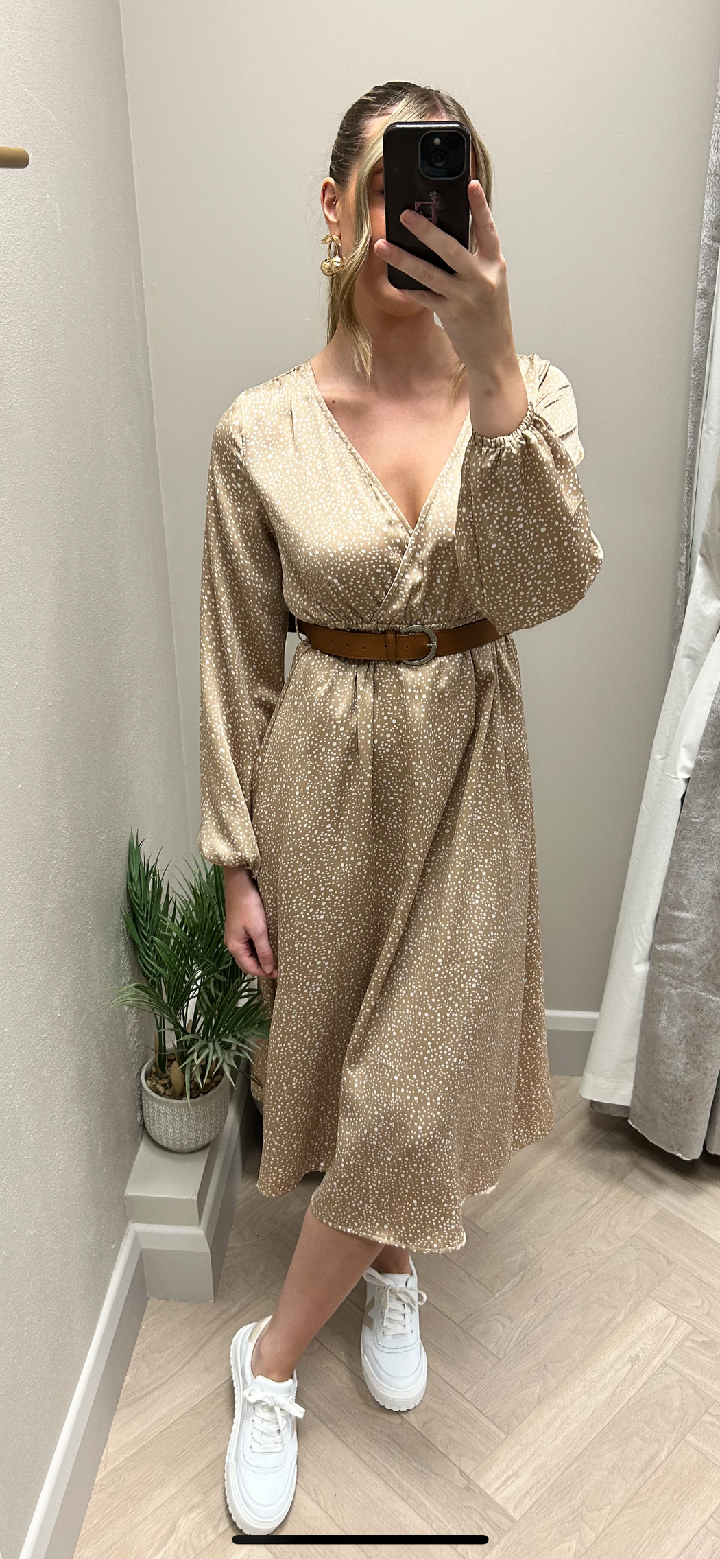 Laura beige print midi