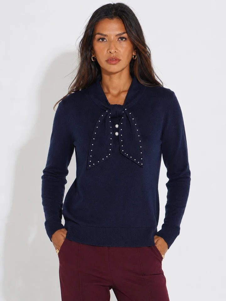 Navy Presley knit top