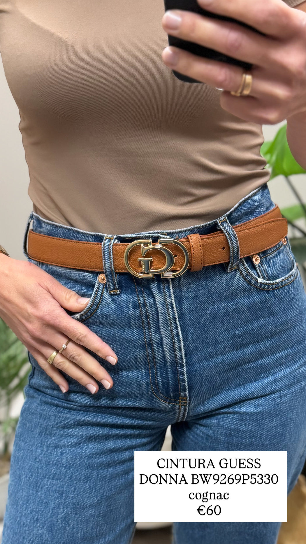 CINTURA GUESS DONNA BW9269P5330 cognac