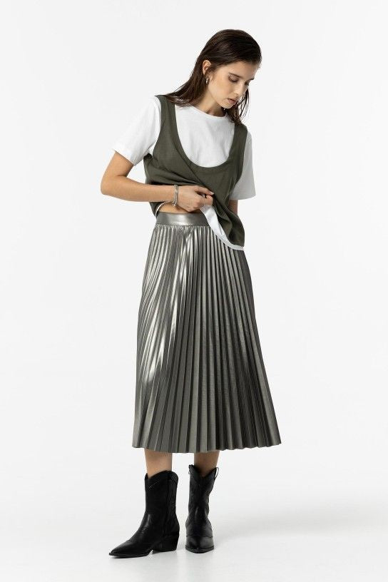 Kyoto silver grey pu leather skirt