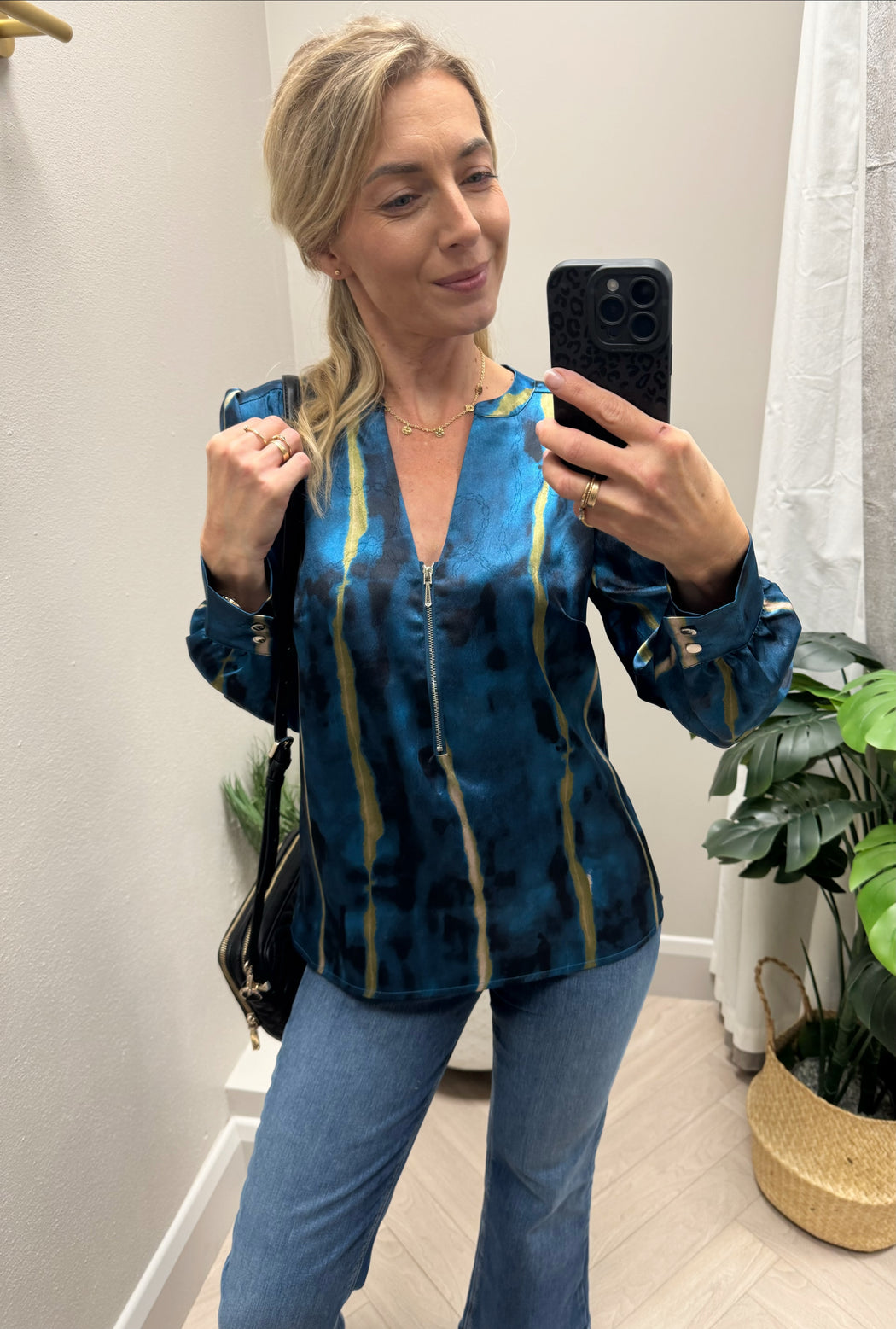 Shannon teal print top
