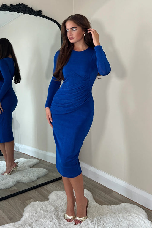 Antonia Blue Wrap Detail Midi Dress