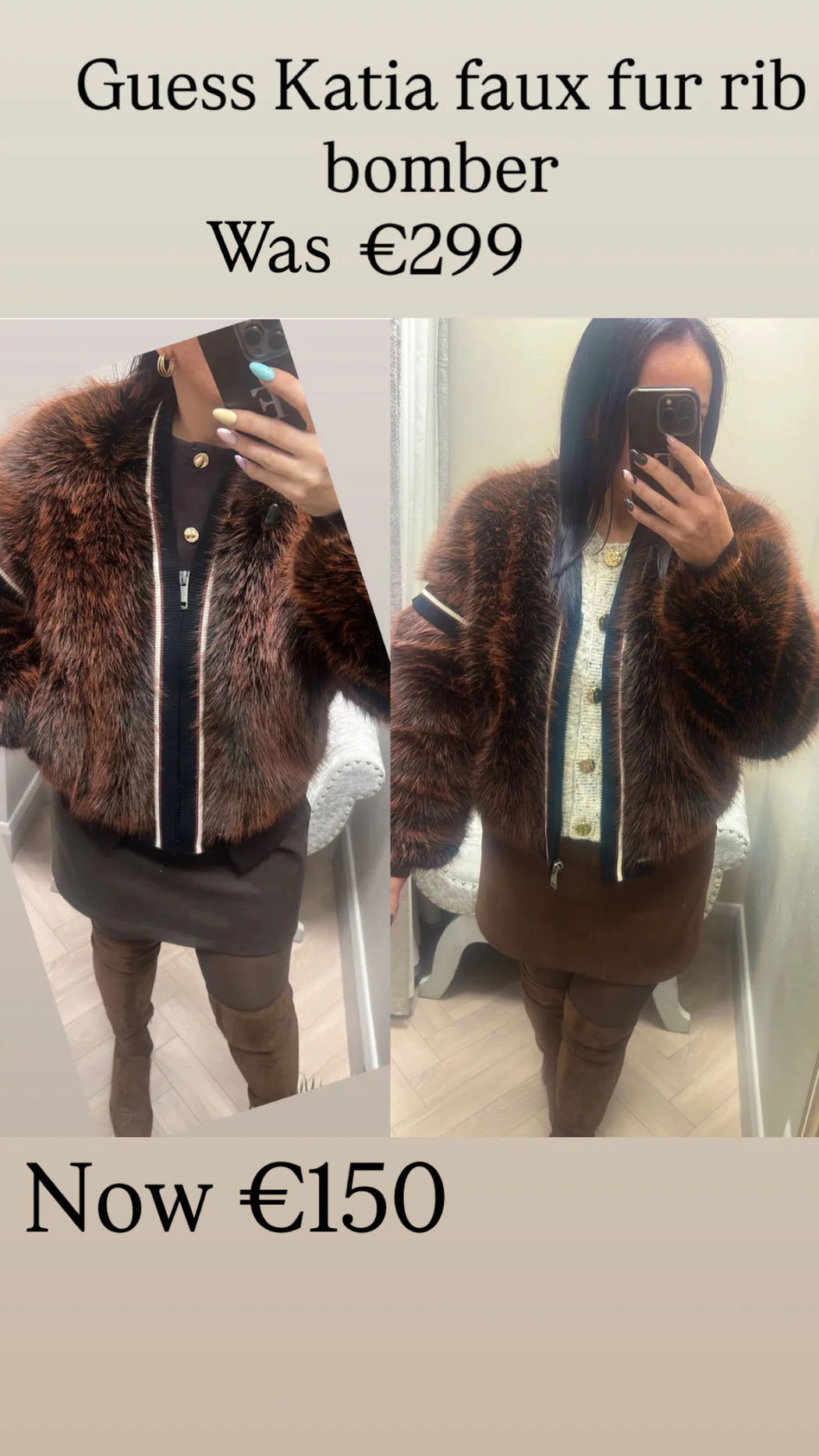 Guess Katia faux fur rib bomber