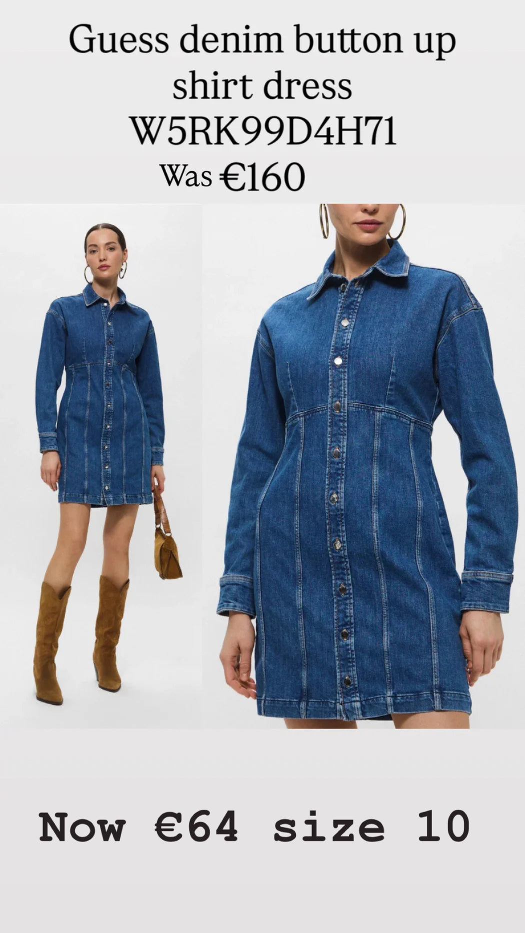 Guess denim button up shirt dress W5RK99D4H71