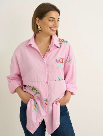 Shelly pink striped shirt