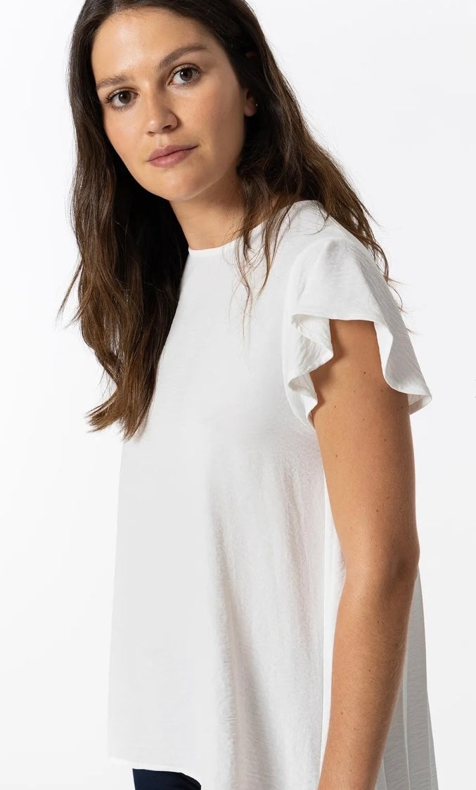 Kara white  dipped hem pleated back toph