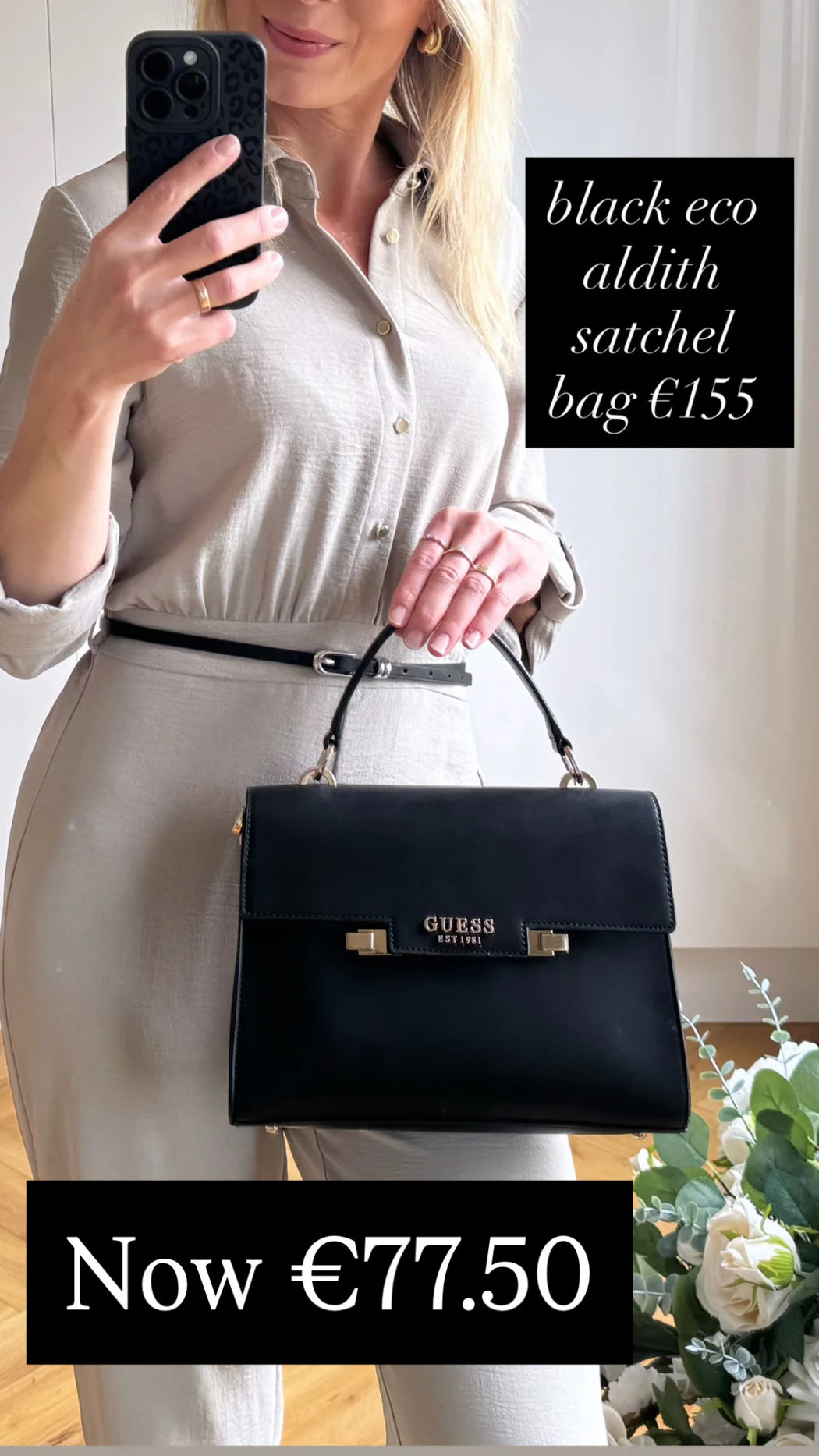 EVG964120 black eco aldith satchel bag