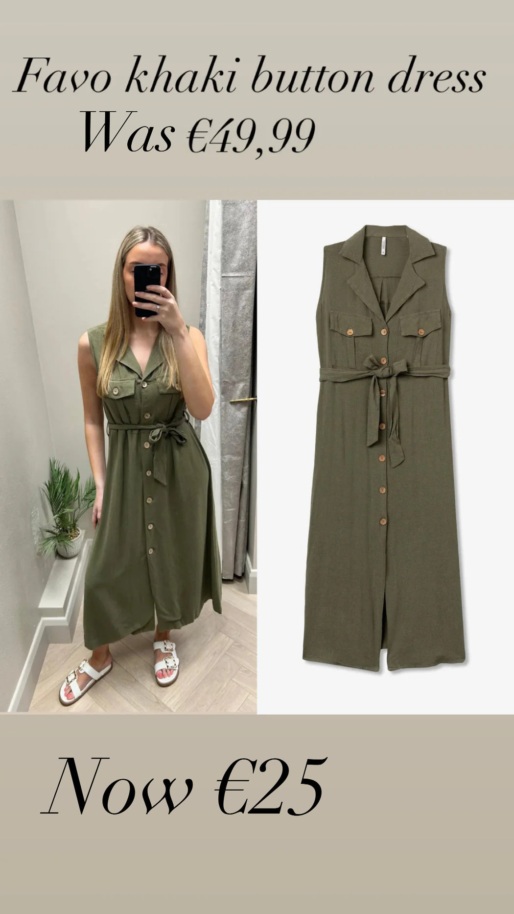 Favo khaki button dress