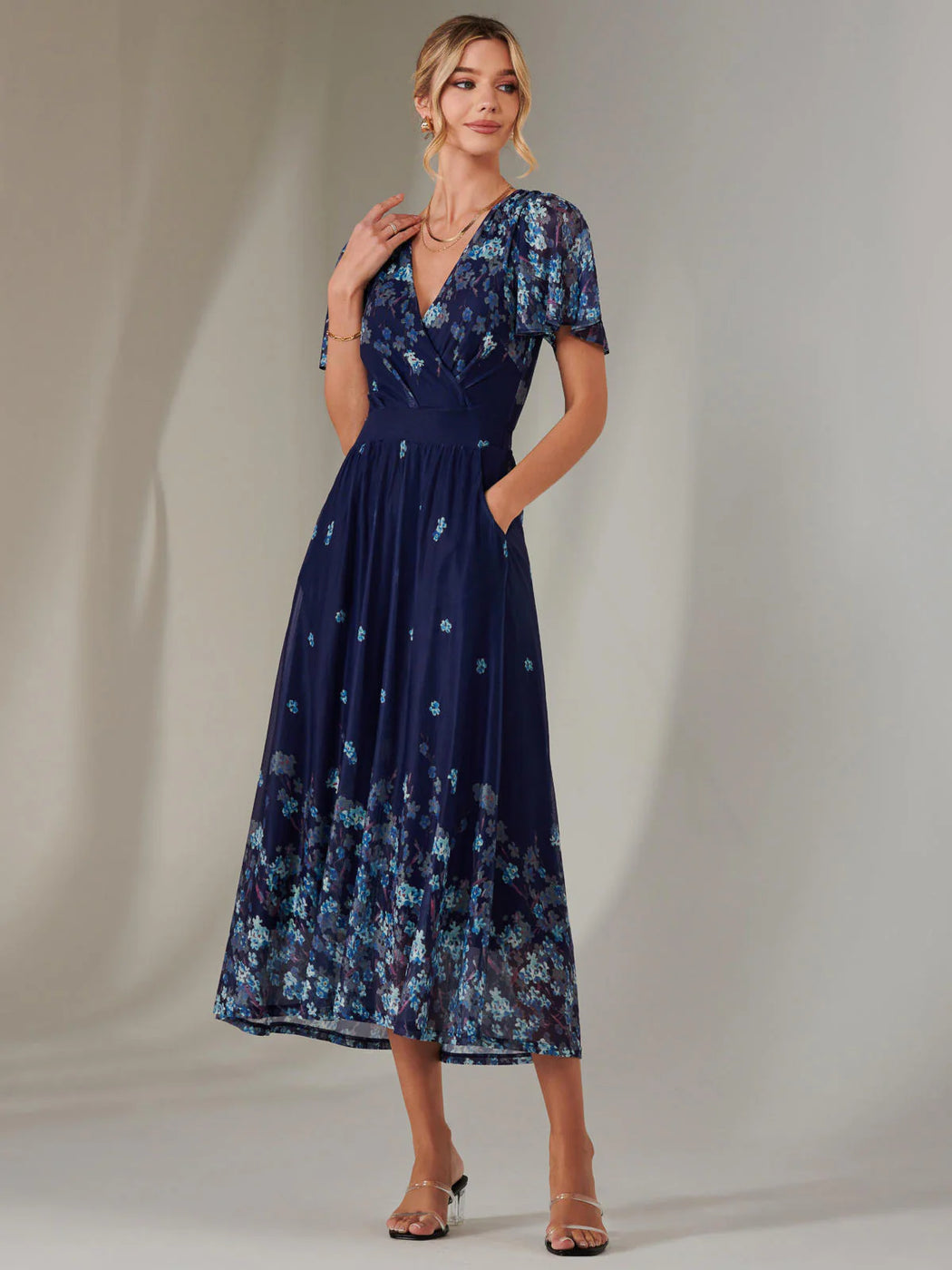 JOLIE MOI NAVY BLUE FLORAL DRESS