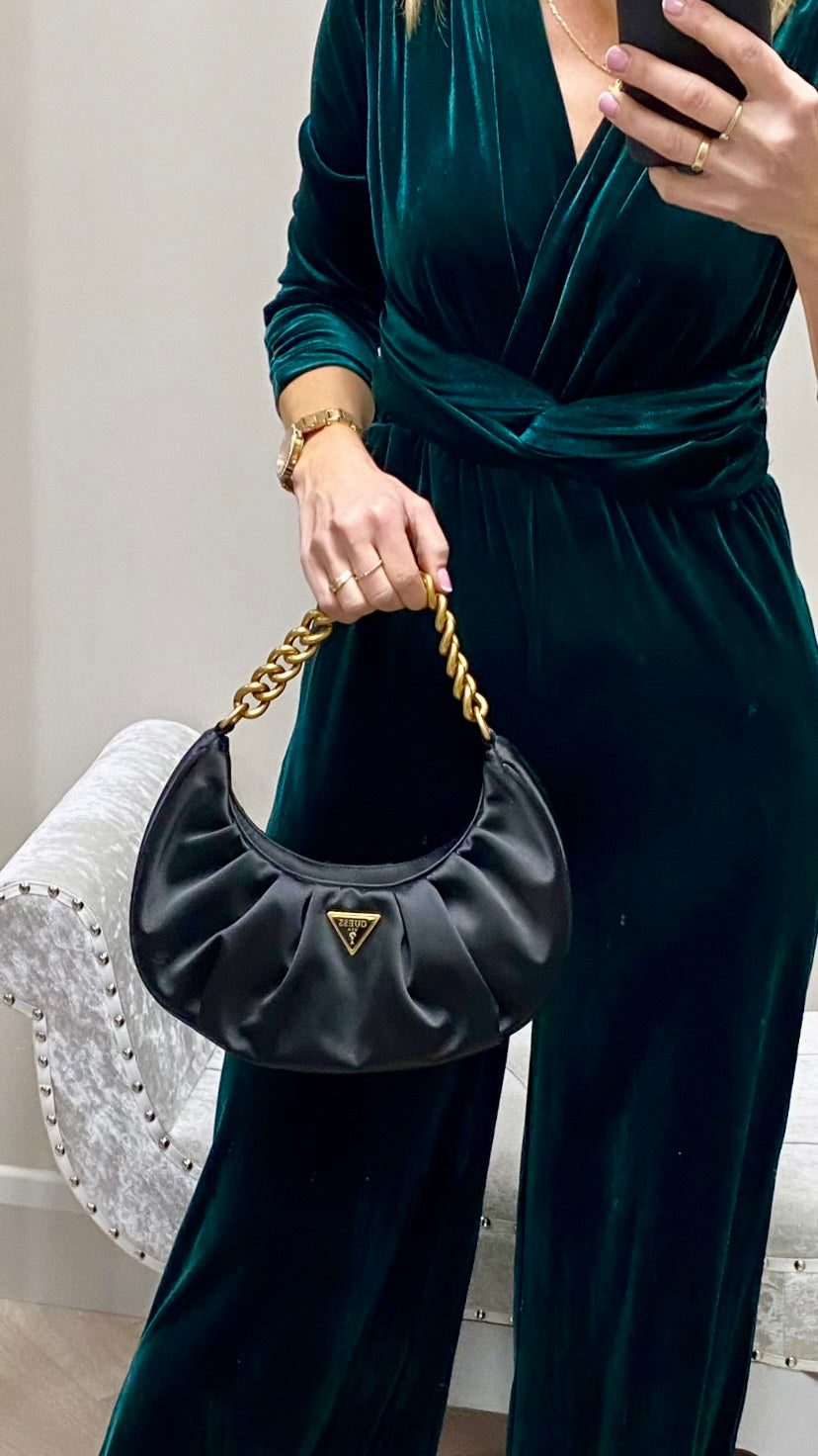 Sophia green velvet jumpsuit