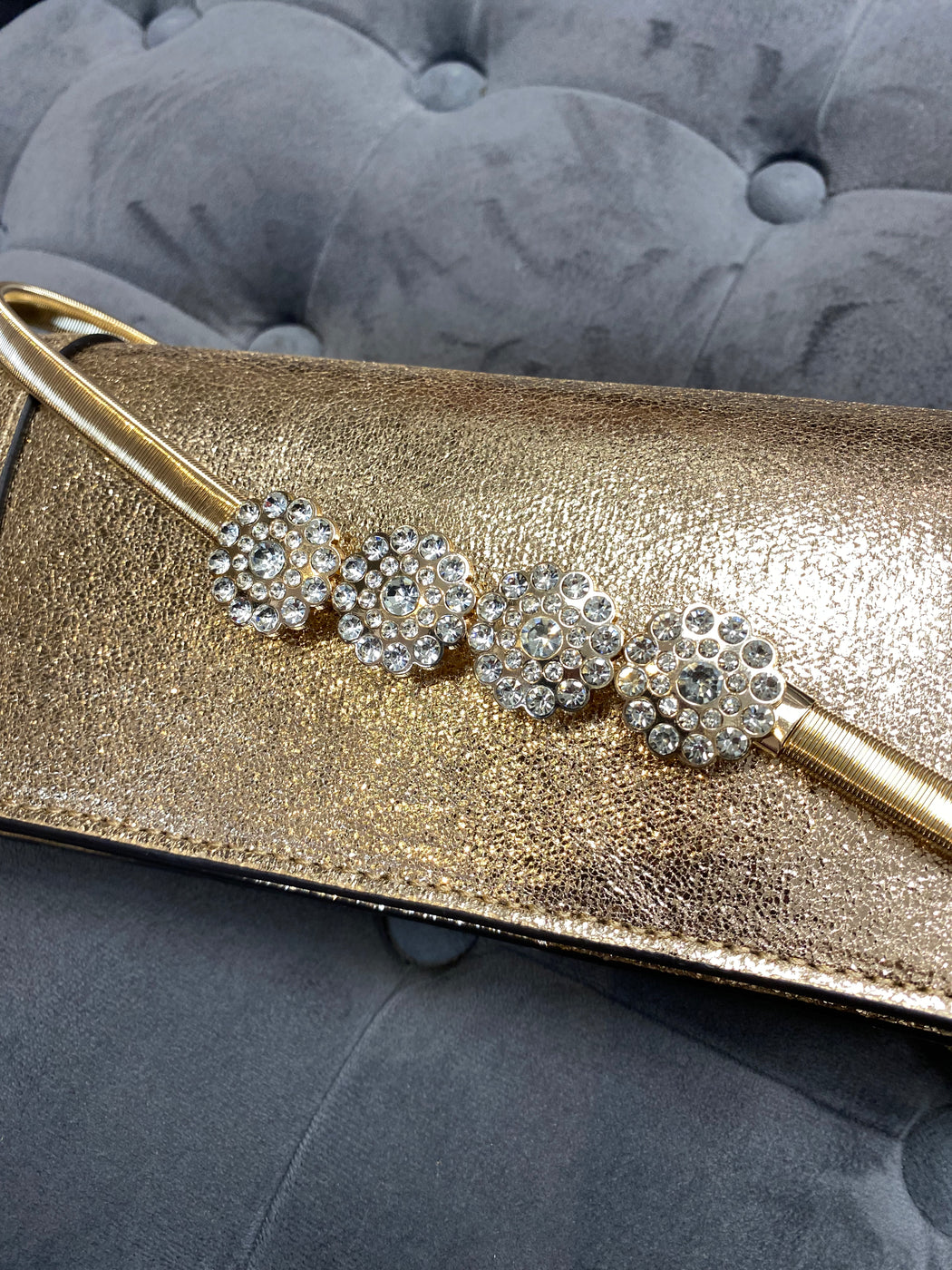 Diamonte floral gold belt