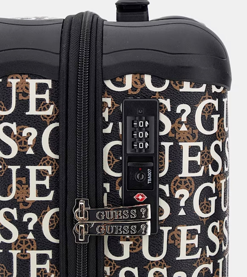 Guess stark brown multi logo trolley case e9270963