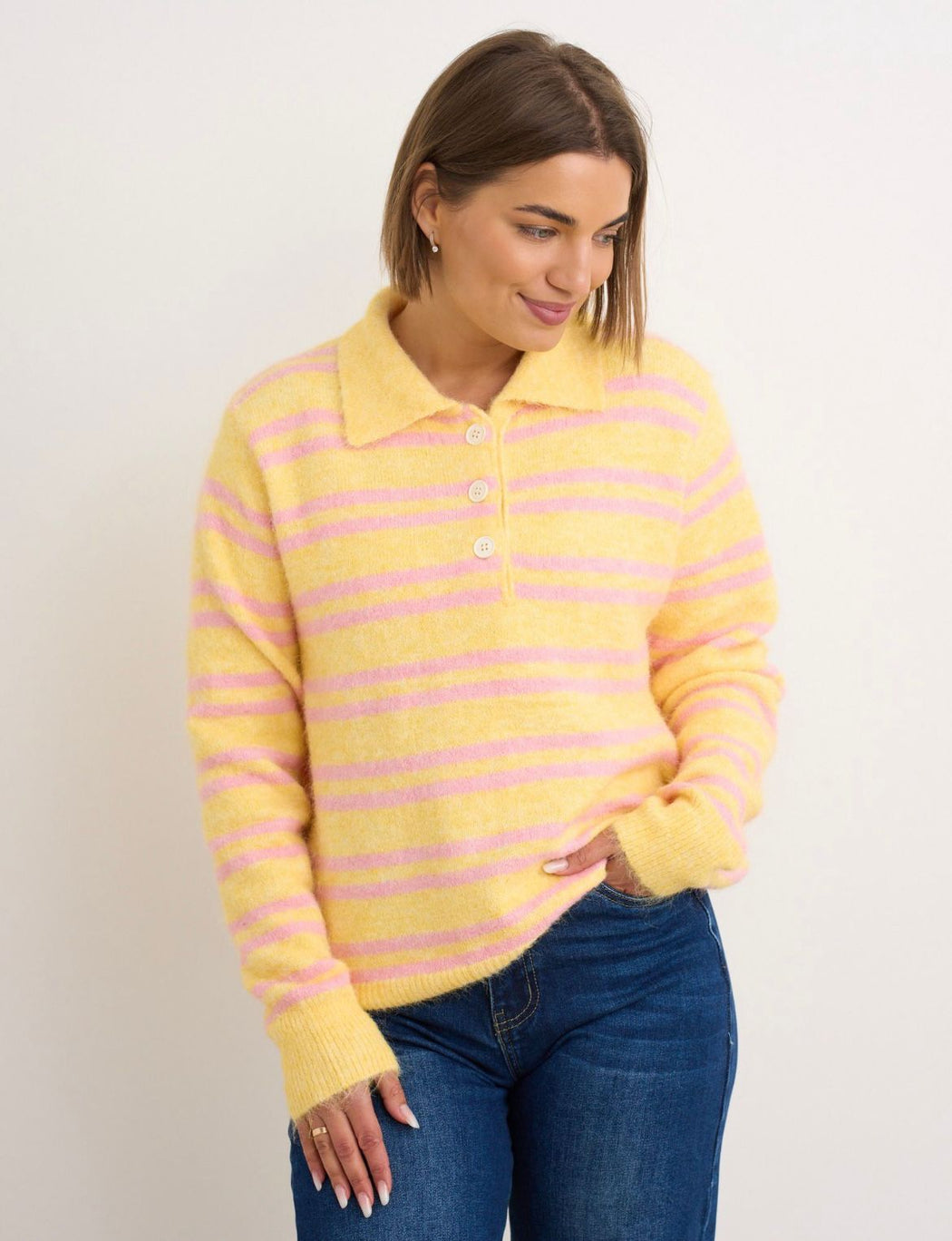 Simone lemon collar stripe knit