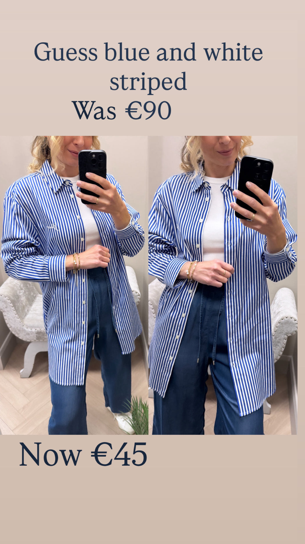 Guess blue and white striped  w6gh39w1849- sbob