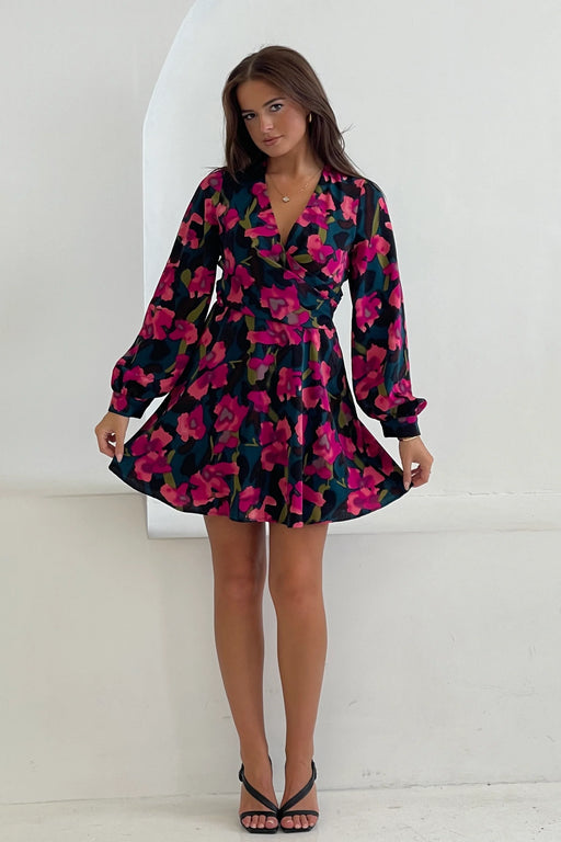 Ruth Floral Wrap Mini Skater Dress