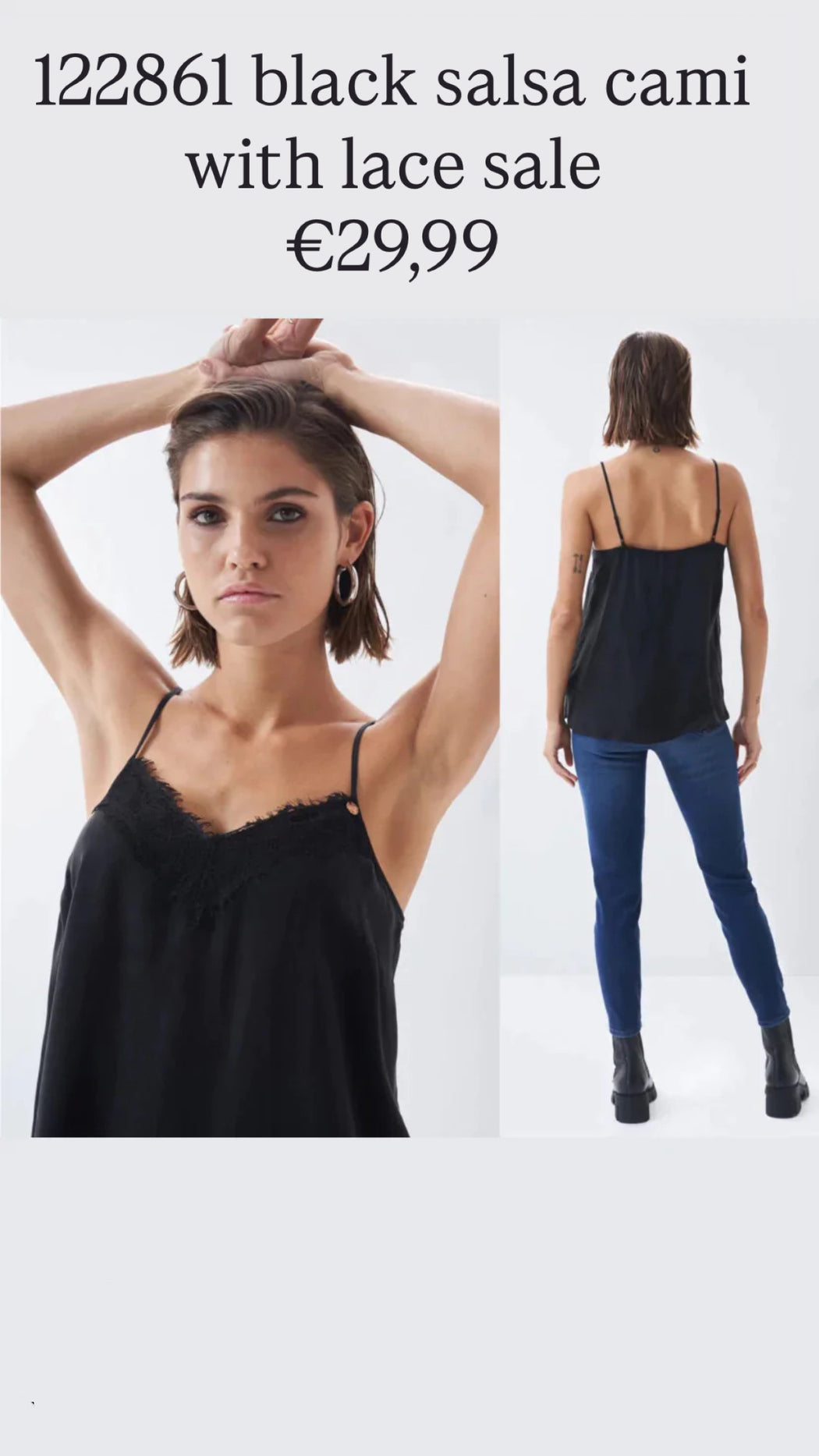 122861 black salsa cami with lace sale