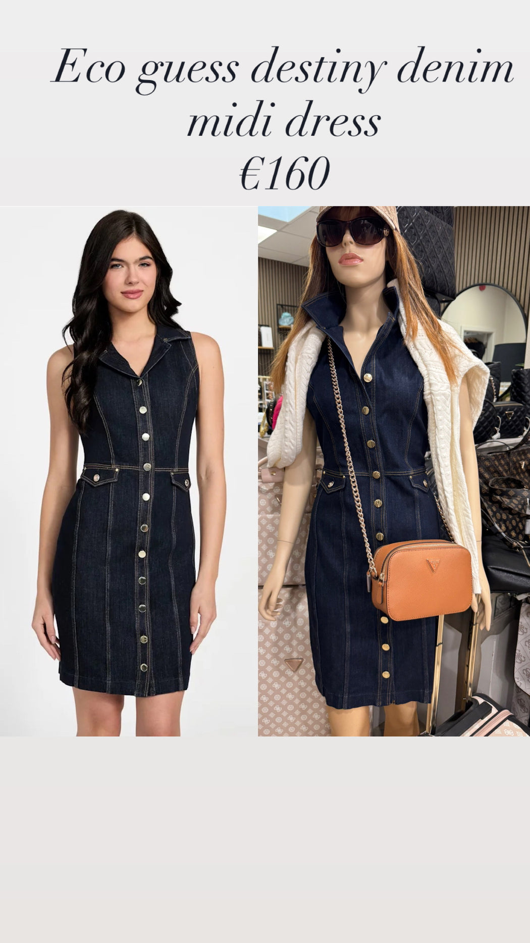 Eco guess destiny denim midi dress