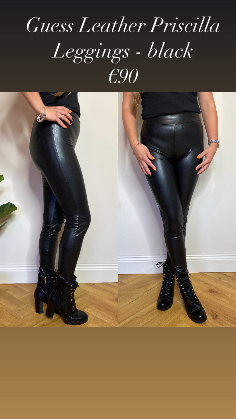 Guess Leather Priscilla Leggings - black — Therapy Boutique