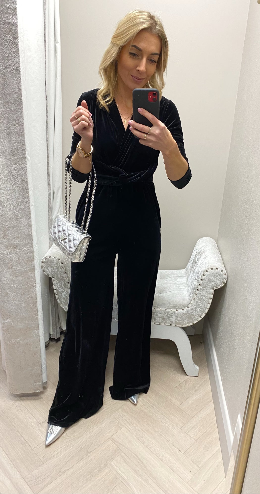 Sophia black velvet jumpsuit